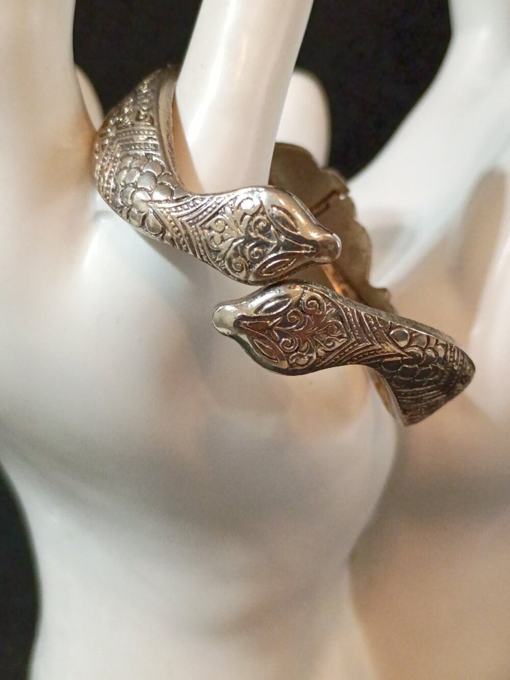 Vintage Sanko Signed Snake Clamper Cuff Bracelet